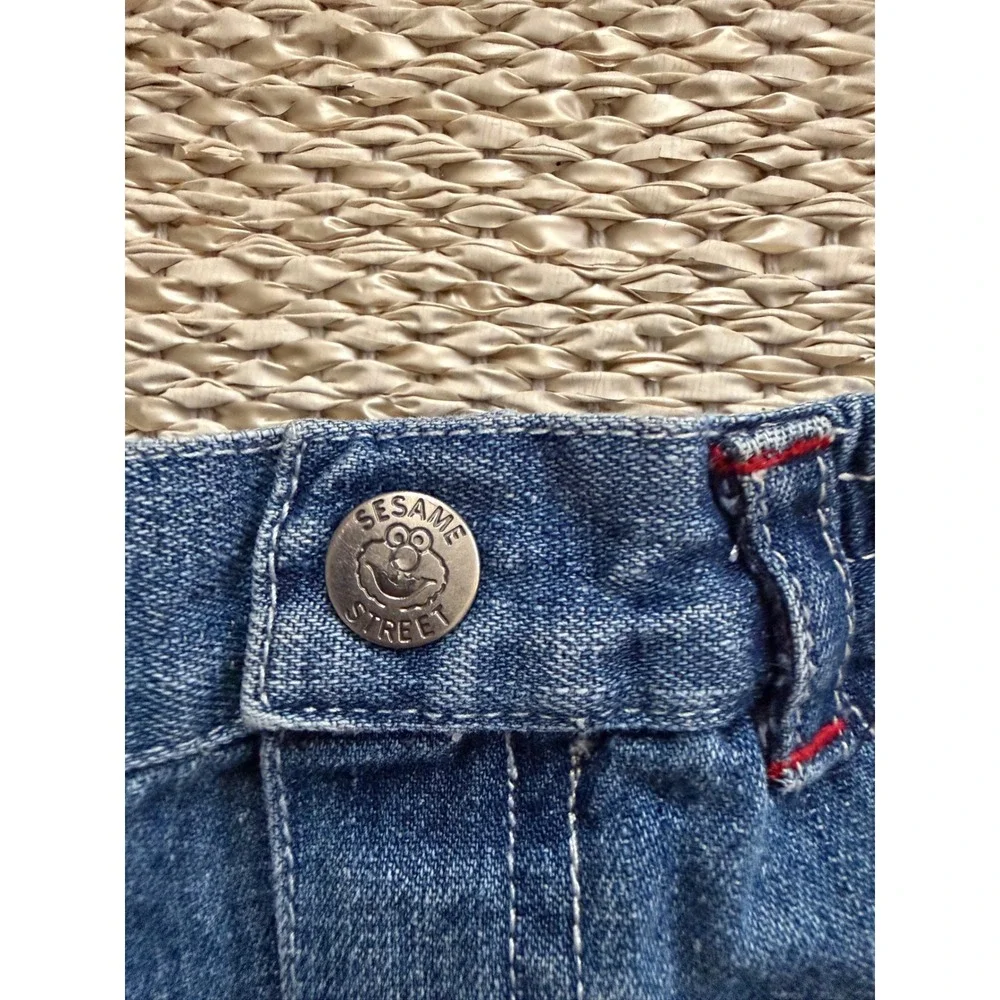Vintage Sesame Street Elmo Baseball League‎ Toddler infant denim jeans 90's 12 M